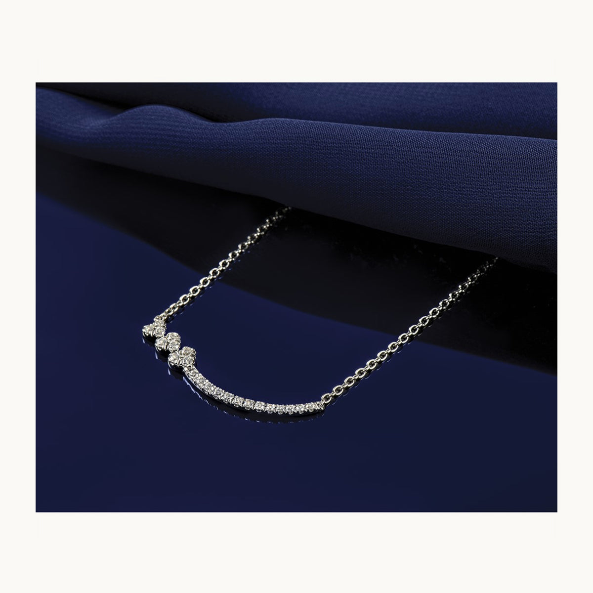 Fashion Hearts Bar Necklace, 0.25 ct tw Lab-Grown Diamond — 14K White Gold