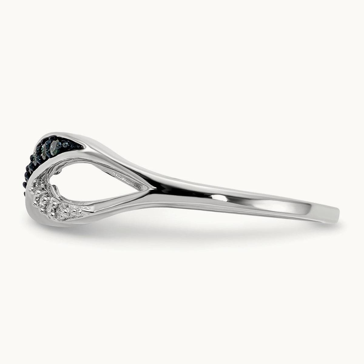 w/ Blue and White Diamond Crisscross Ring, 14K White Gold