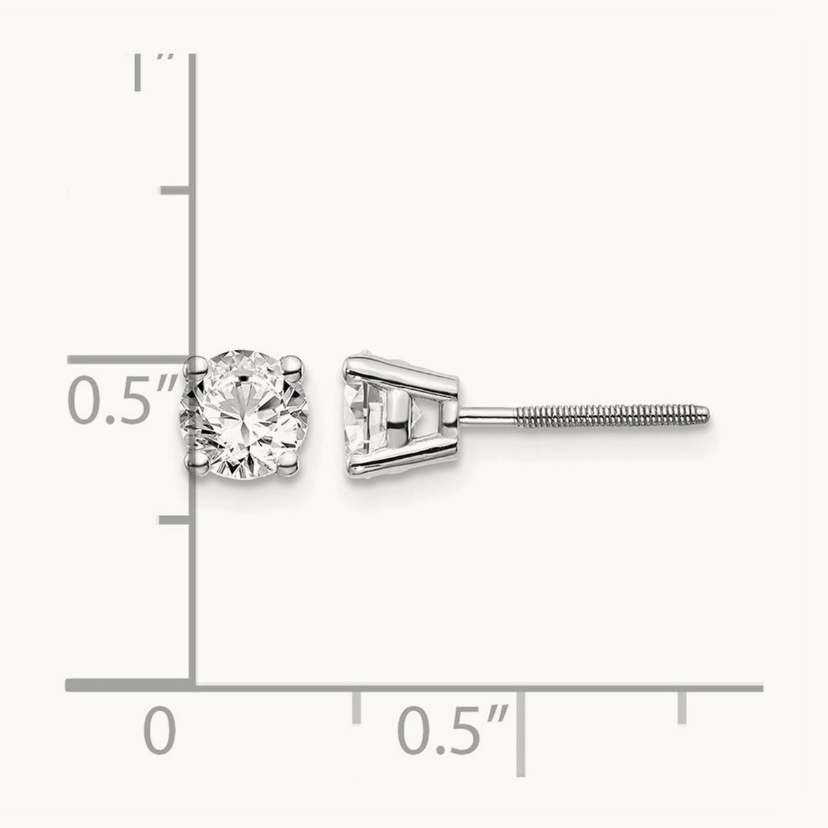 Round Diamond Stud Earrings — 14K White Gold, 0.96 ct tw