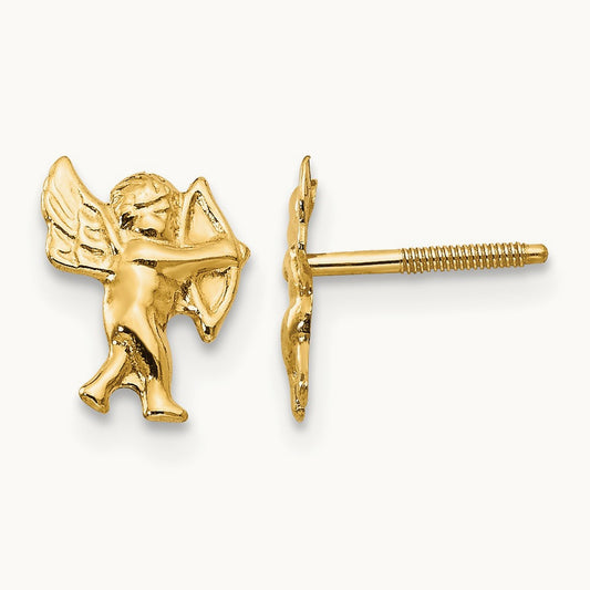 Madi K Polished Cupid Screwback Earrings, 14K