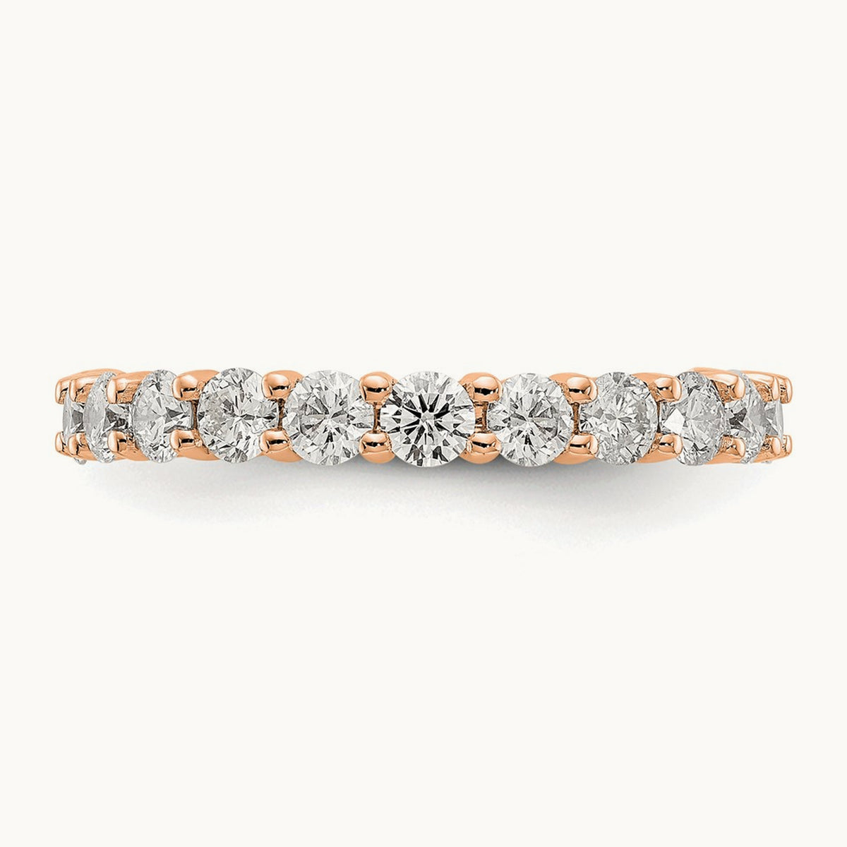 Polished Shared Prong Diamond Eternity Band — 14K Rose Gold (2)