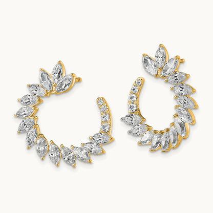 Fashion J-Hoop Post Earrings, 3.75 ct tw Lab-Grown Diamond — 14K Yellow Gold