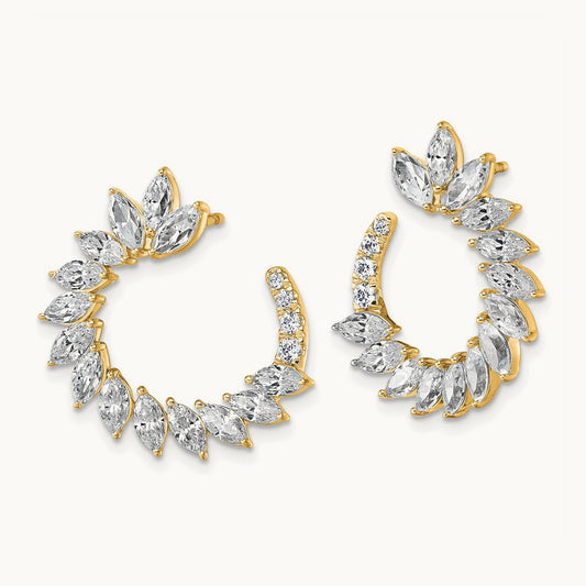 Fashion J-Hoop Post Earrings, 3.75 ct tw Lab-Grown Diamond — 14K Yellow Gold