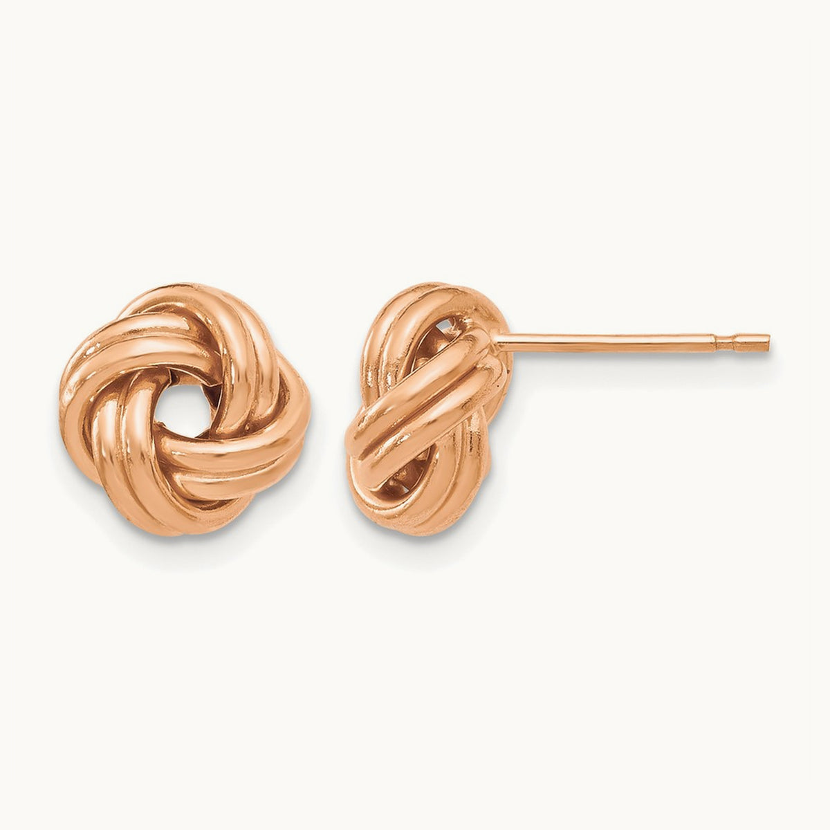 w/ Rose Gold Plating Polished Love Knot Post Earrings, 14K — Leslie's
