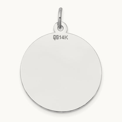 Round Disc Charm, 14K White Gold