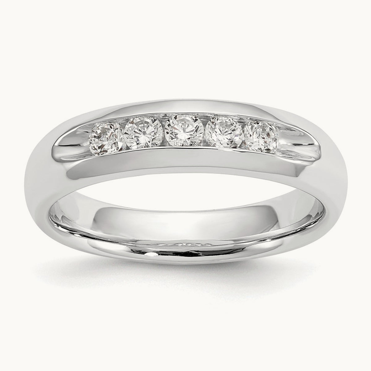 5-Stone Diamond Channel Band, 14K White Gold