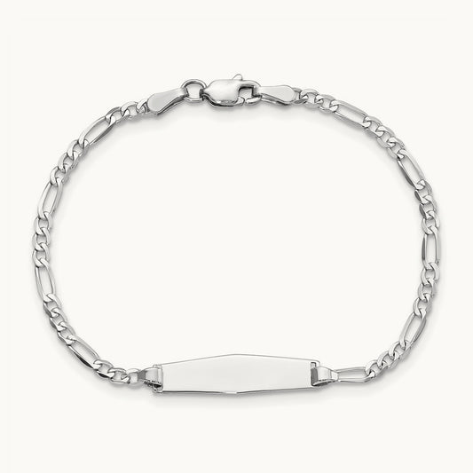WG Soft Diamond Shape Figaro Link ID Bracelet, 14K