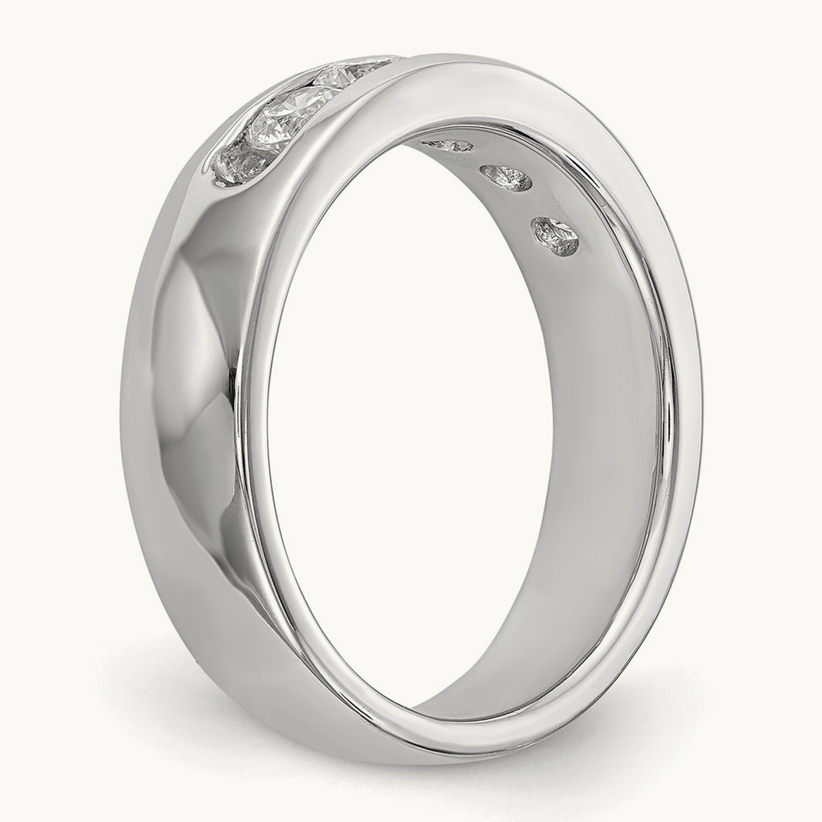 5-Stone Diamond Channel Band, 14K White Gold