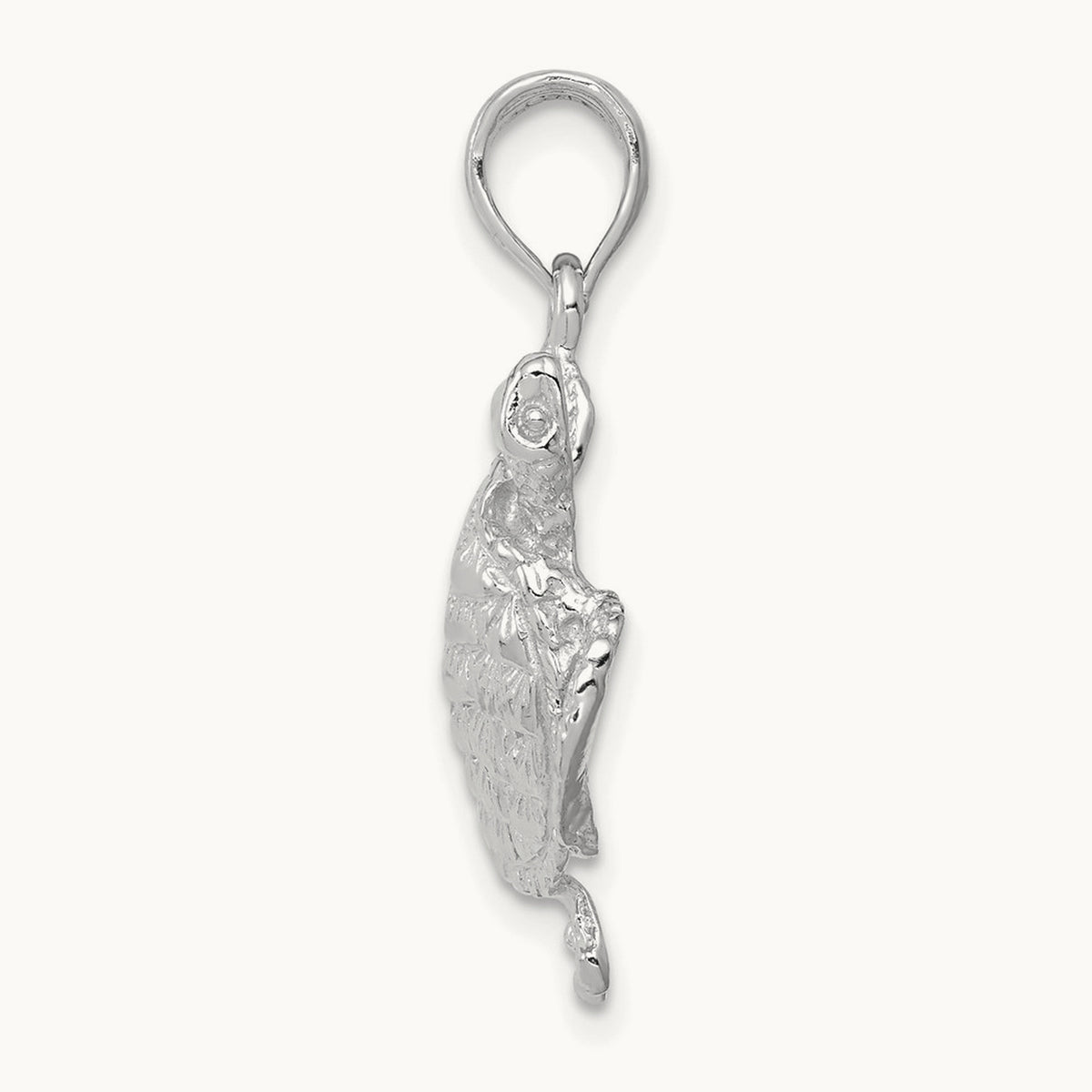 Solid Polished Open-Backed Turtle Pendant — 14K White Gold