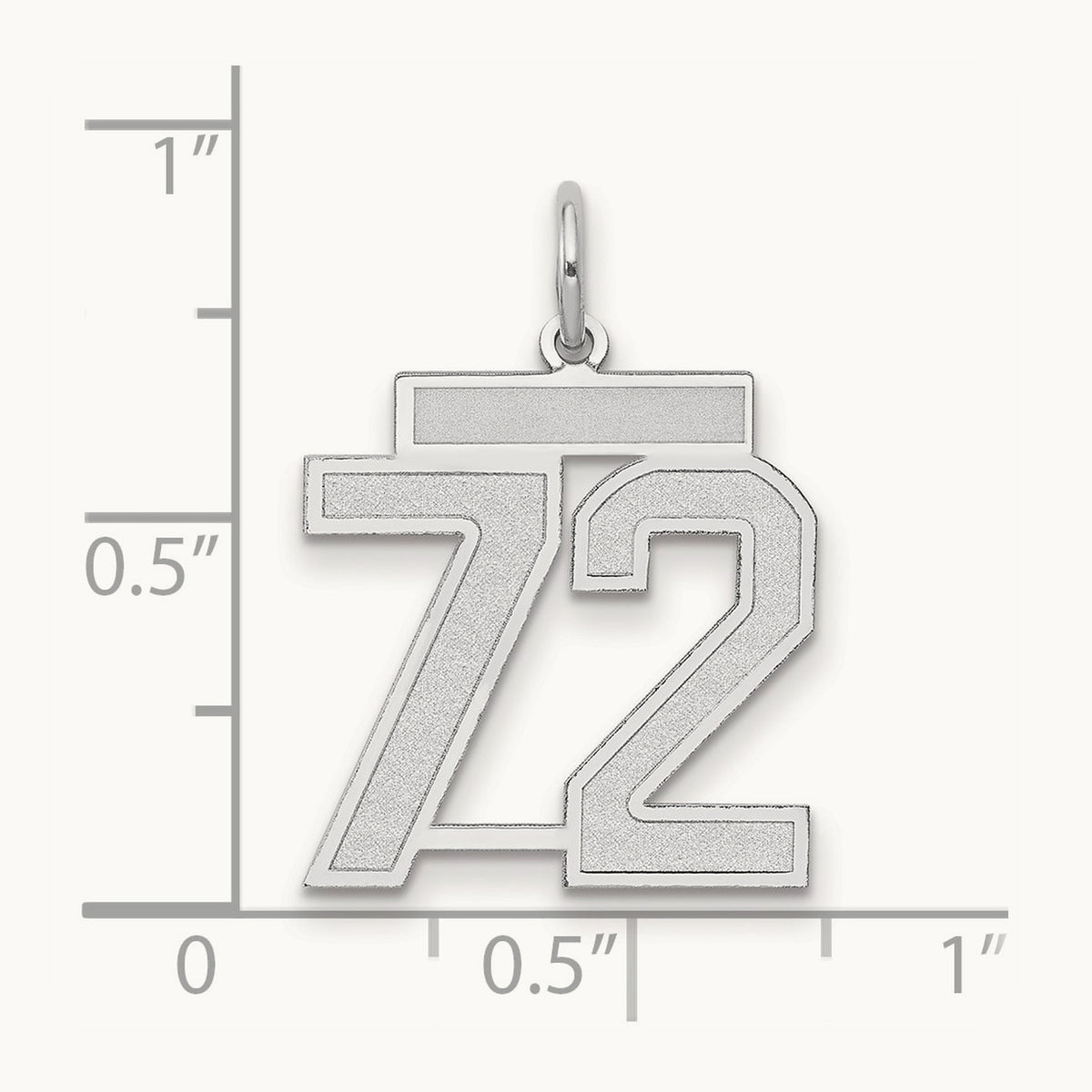 Medium Satin Number 72 Charm, 14K White Gold