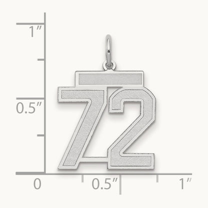 Medium Satin Number 72 Charm, 14K White Gold