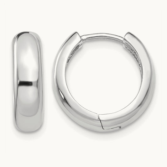 Round Hinged Hoop Earrings, 14K White Gold