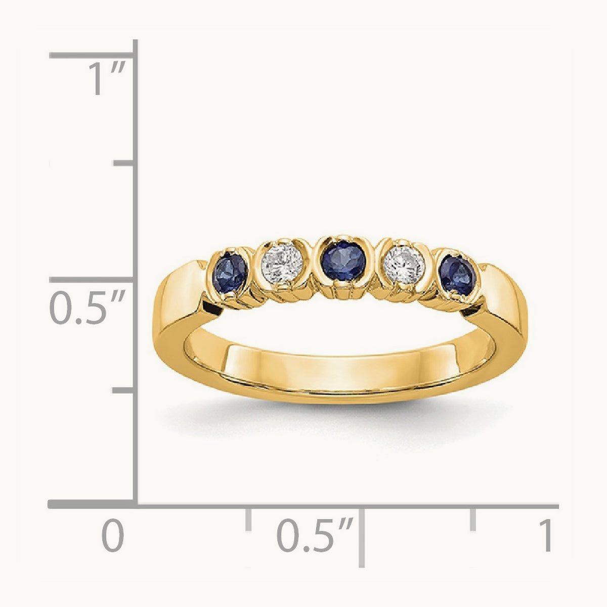 Diamond with Sapphire Band — 14K Yellow Gold, 7