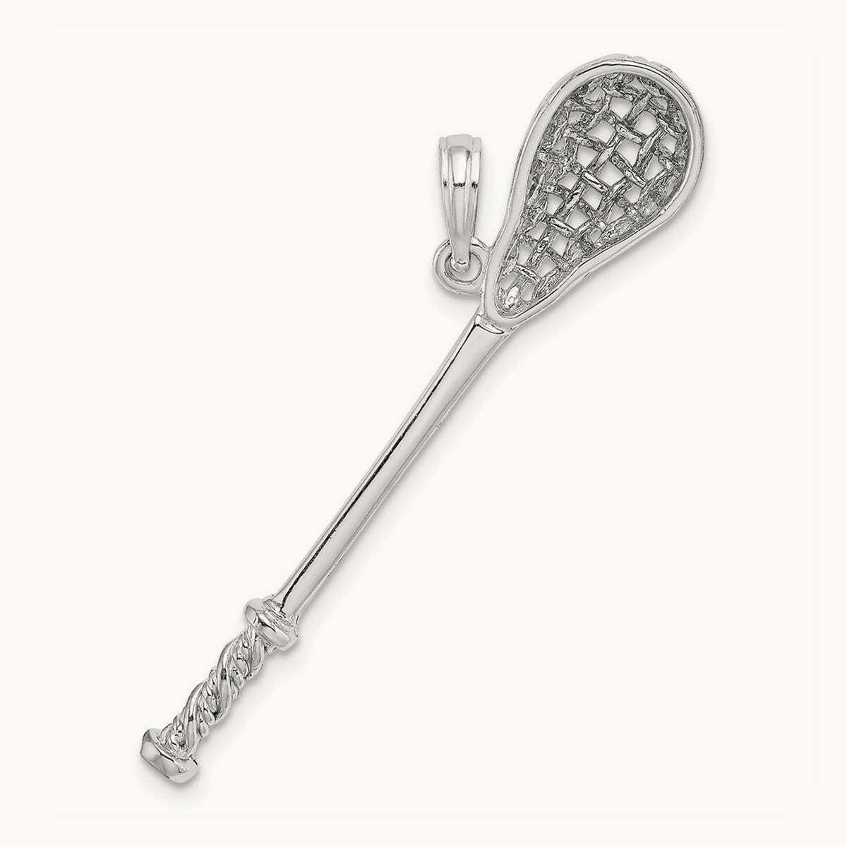 3-D Lacrosse Stick Charm, 14K White Gold