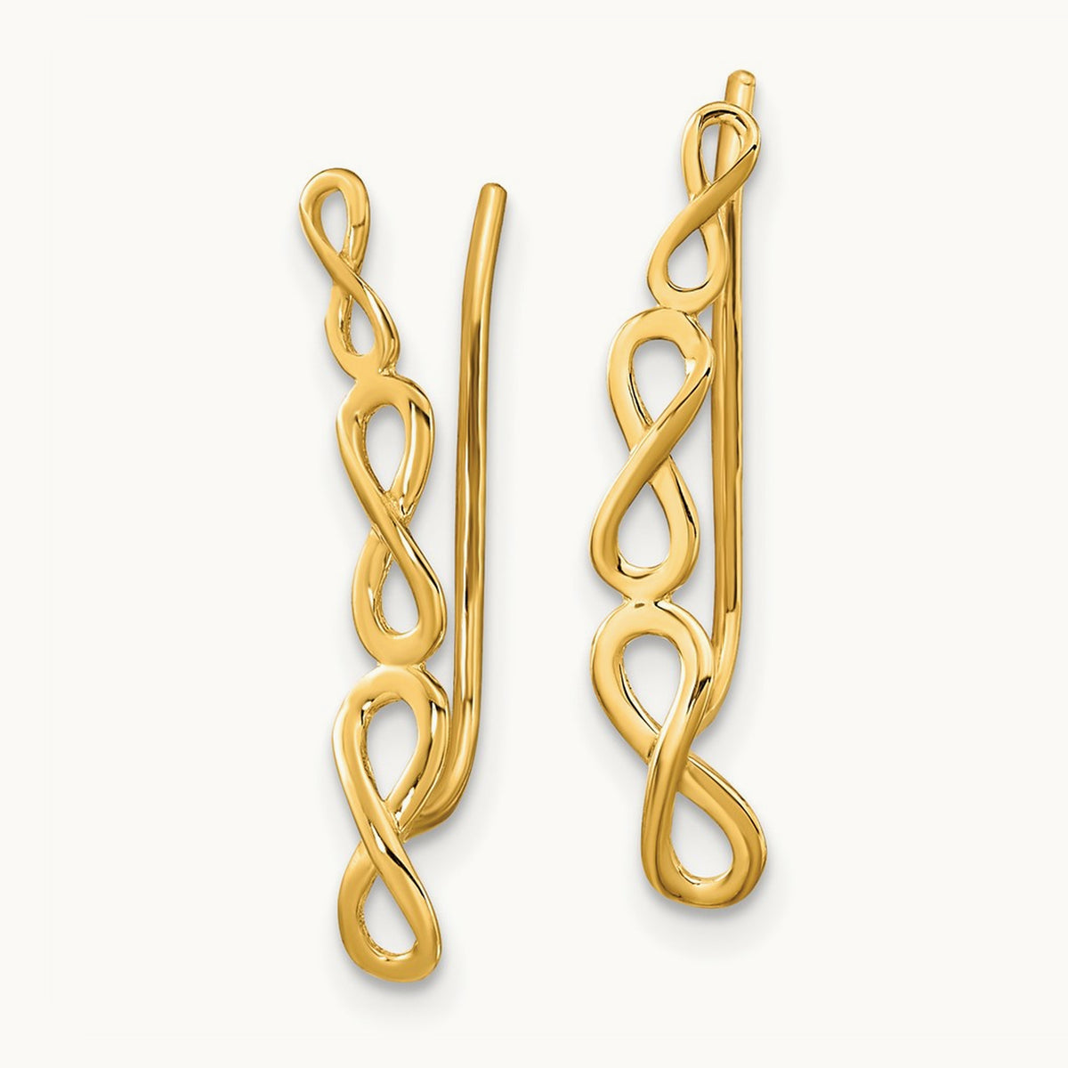 Polished Infinity Ear Climber Earrings, 14K Gold