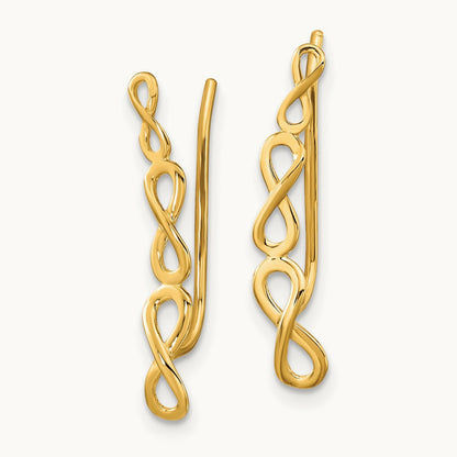 Polished Infinity Ear Climber Earrings, 14K Gold