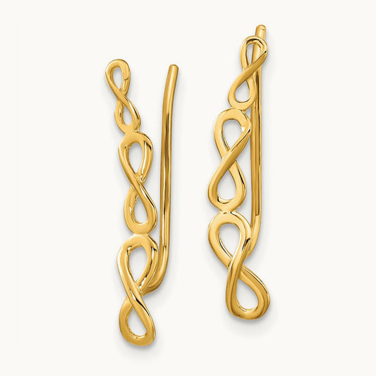 Polished Infinity Ear Climber Earrings, 14K Gold