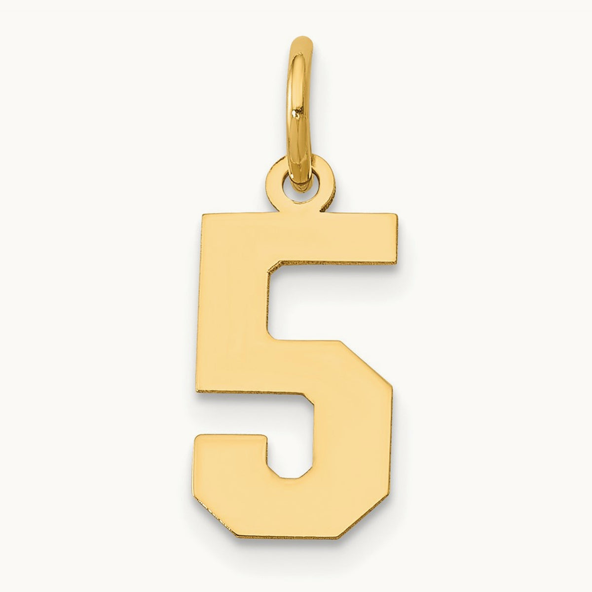 Small Polished Number 5 Charm — 14K Yellow Gold