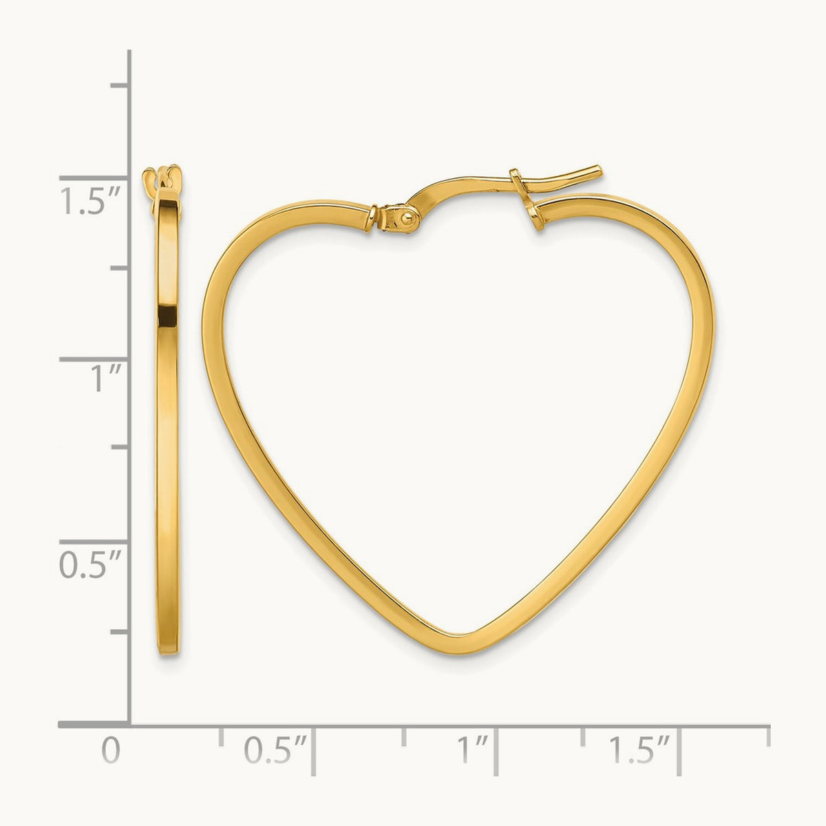 Polished Heart Hoop Earrings — 14K Yellow Gold