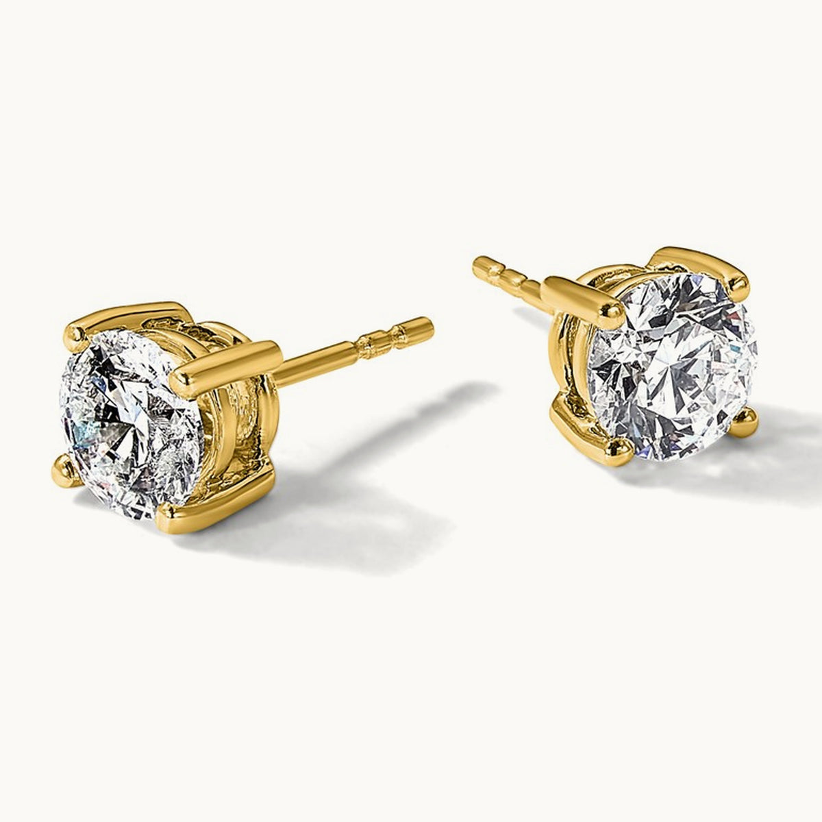 Round Heavyweight Stud Earrings, 0.10-7.00 ct tw Lab-Grown Diamond — 2 ct, 14K Yellow Gold