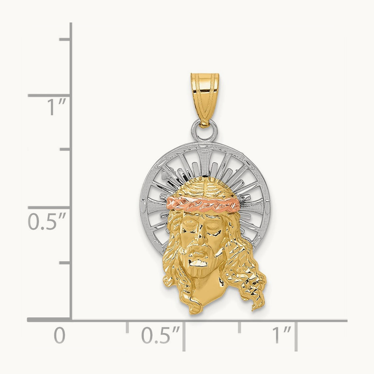 Tri-color Diamond-cut Christ Charm — 28mm