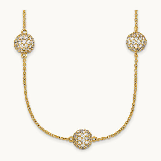 8mm Sphere Necklace, 6.75 ct tw Lab-Grown Diamond — 14K Yellow Gold