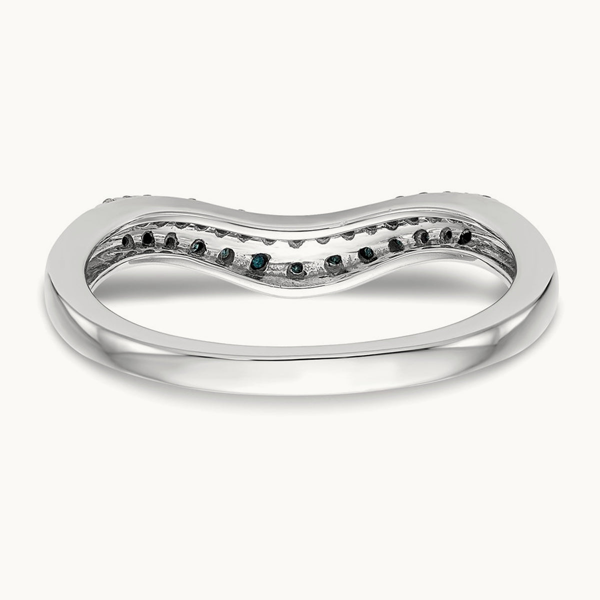 Blue and White Diamond Band, 14K White Gold