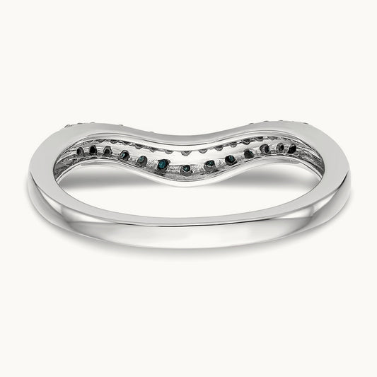 Blue and White Diamond Band, 14K White Gold