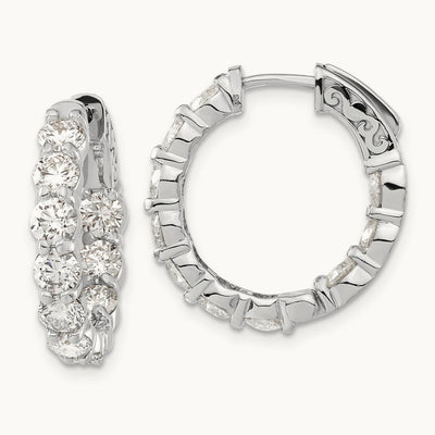 Safety Clasp Hoop Earrings, 4.00 ct tw Lab-Grown Diamond