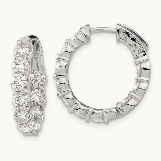 Safety Clasp Hoop Earrings, 4.00 ct tw Lab-Grown Diamond