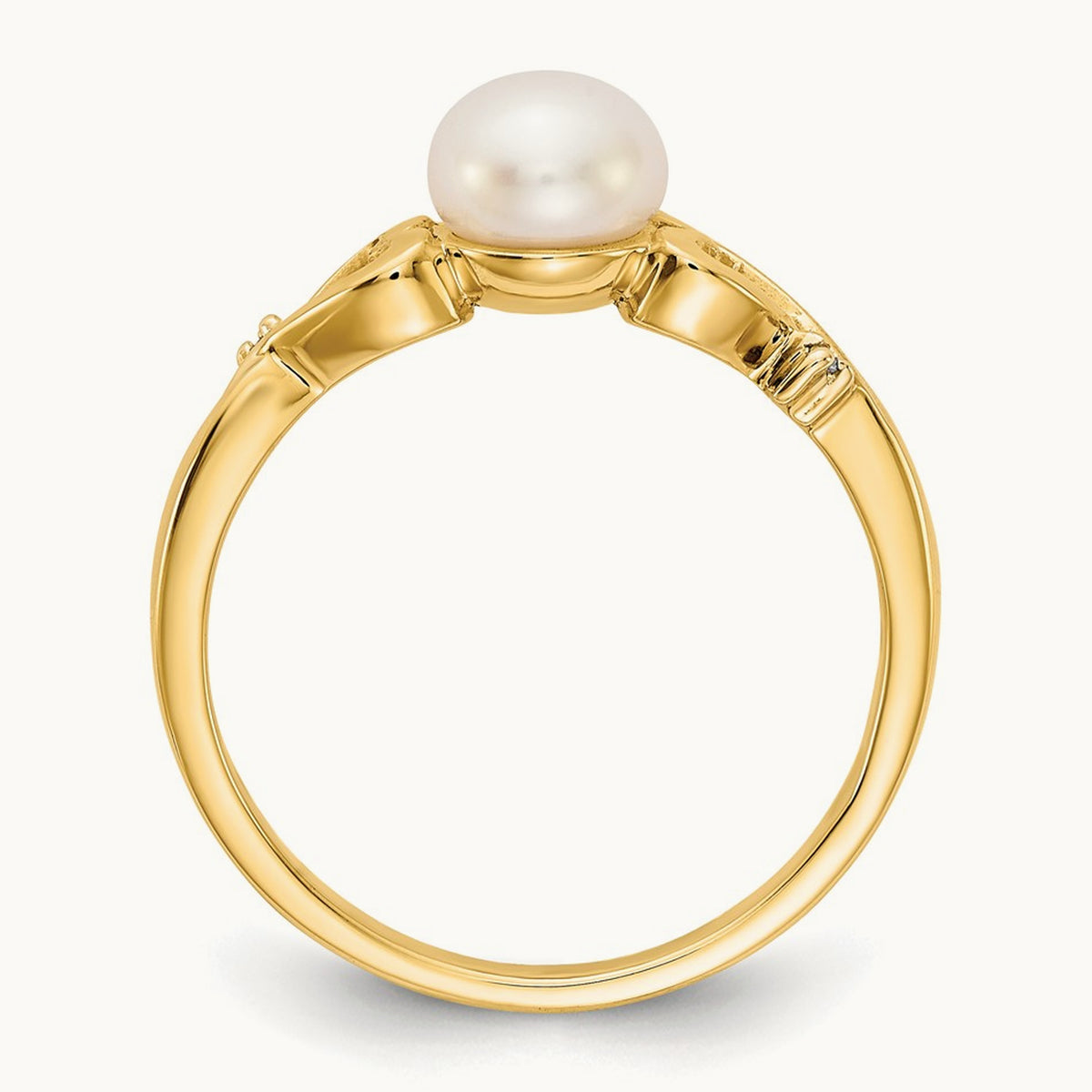 Diamond and Freshwater Cultured Pearl Heart Ring, 14K