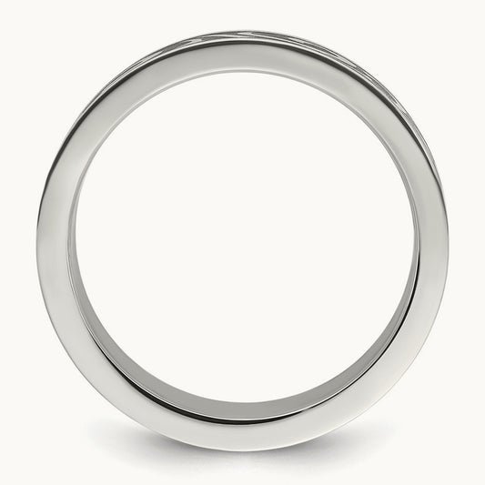 Brushed Enameled Swirl Design Band, 7mm, Stainless Steel