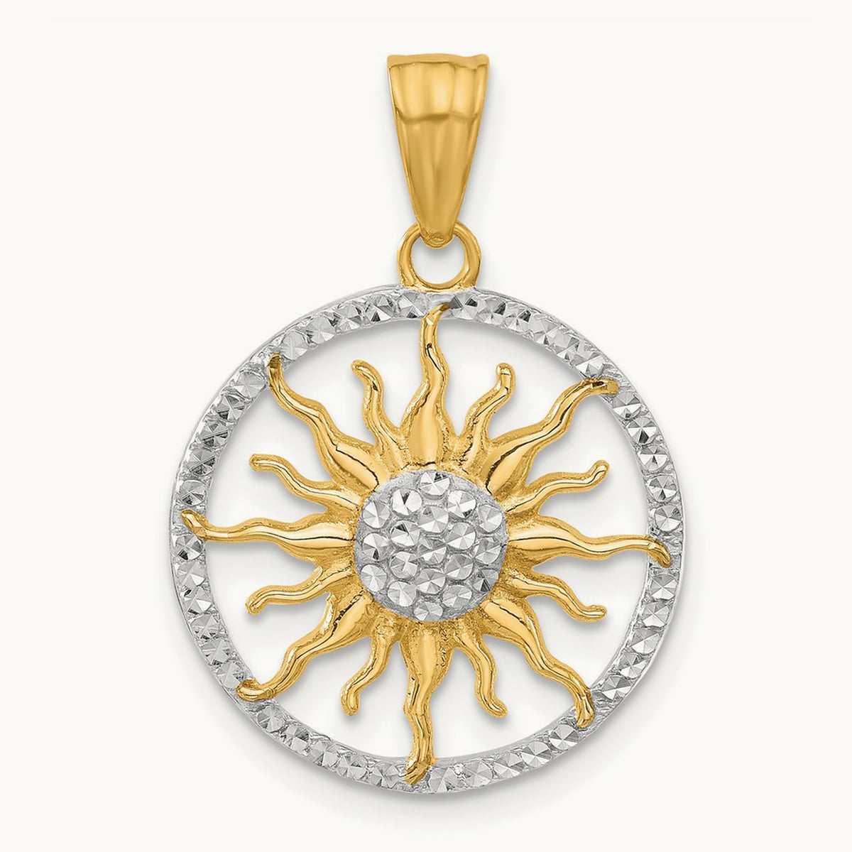 D/C Sun Pendant, 14K with White Rhodium