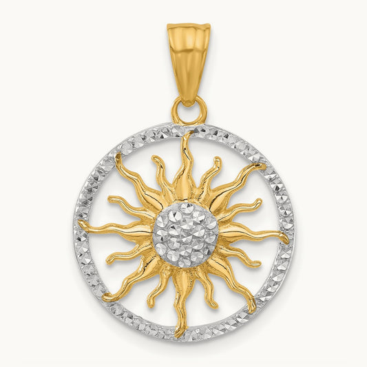 D/C Sun Pendant, 14K with White Rhodium