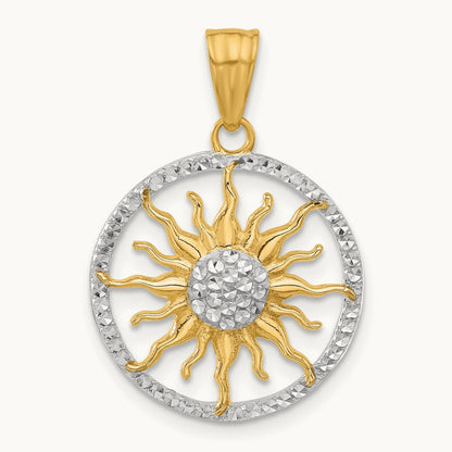 D/C Sun Pendant, 14K with White Rhodium