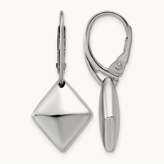 RH-plt Pol. Diamond Shaped Leverback Earrings, Sterling Silver — Leslie's