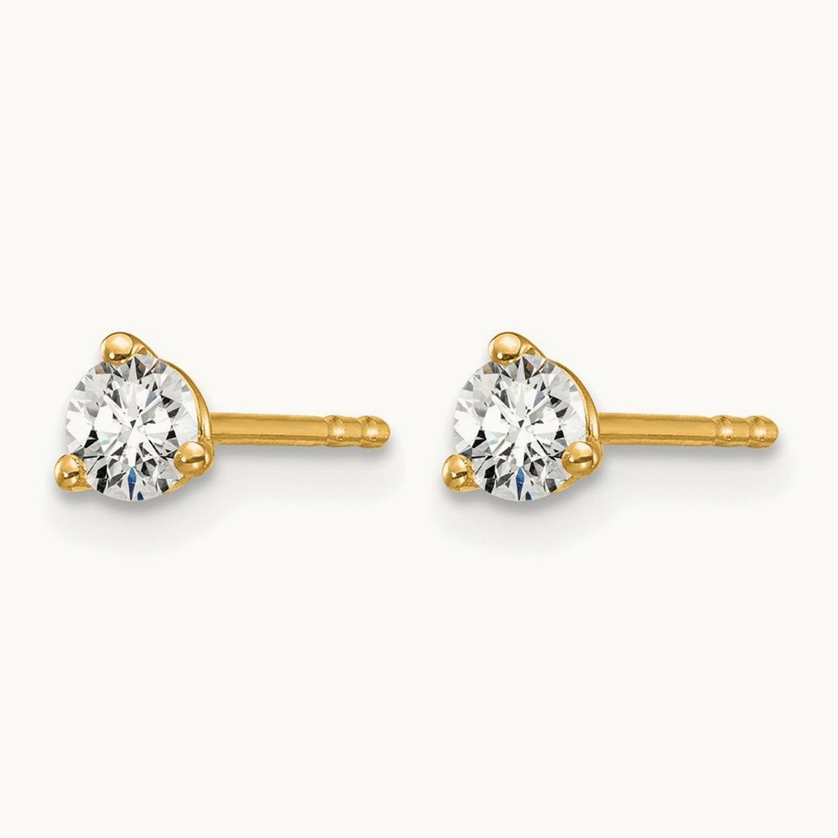 Round Stud Earrings, 0.10-6.00 ct tw Lab-Grown Diamond — 1/4 ct, 14K Yellow Gold