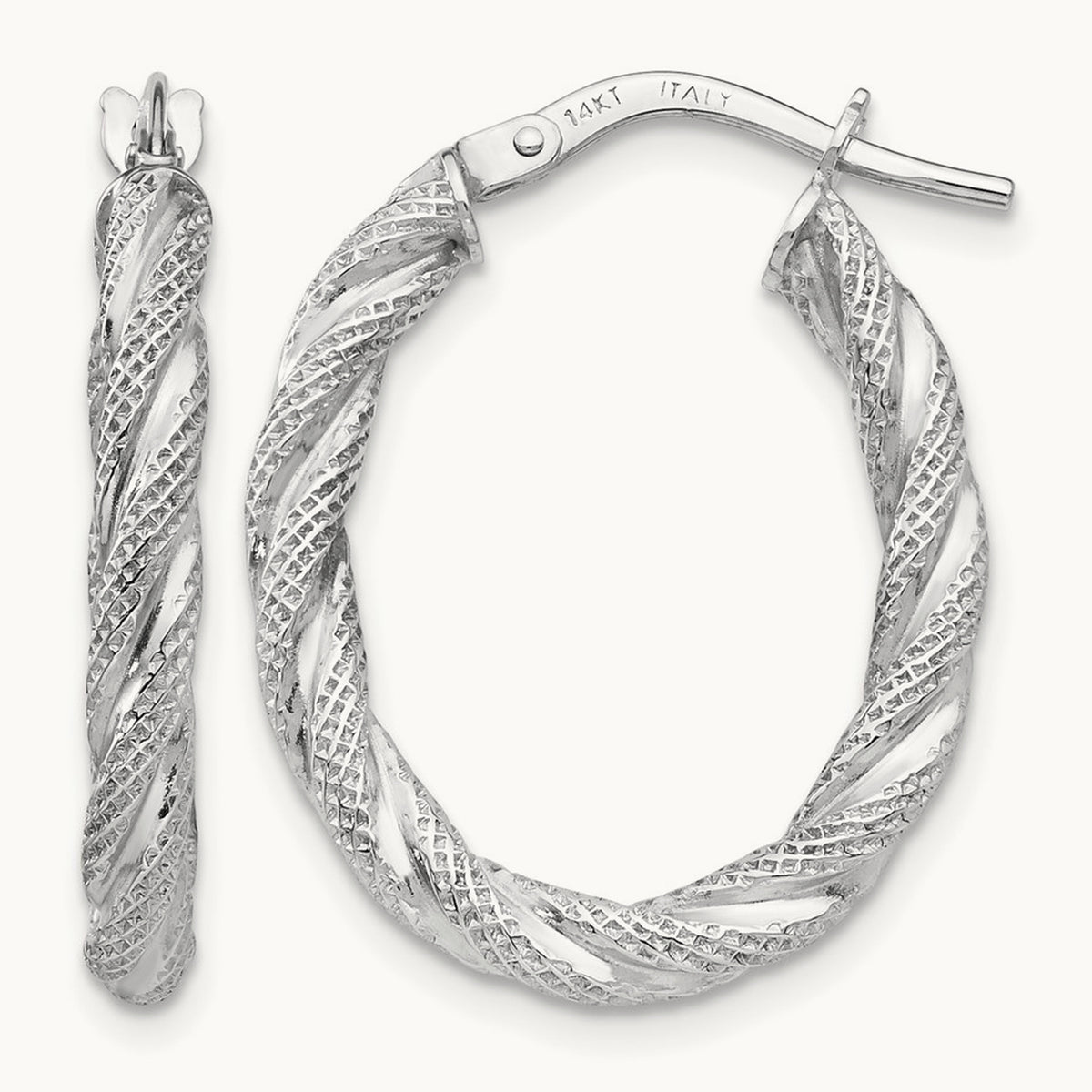 Twisted Textured Oval Hoop Earrings — photo set