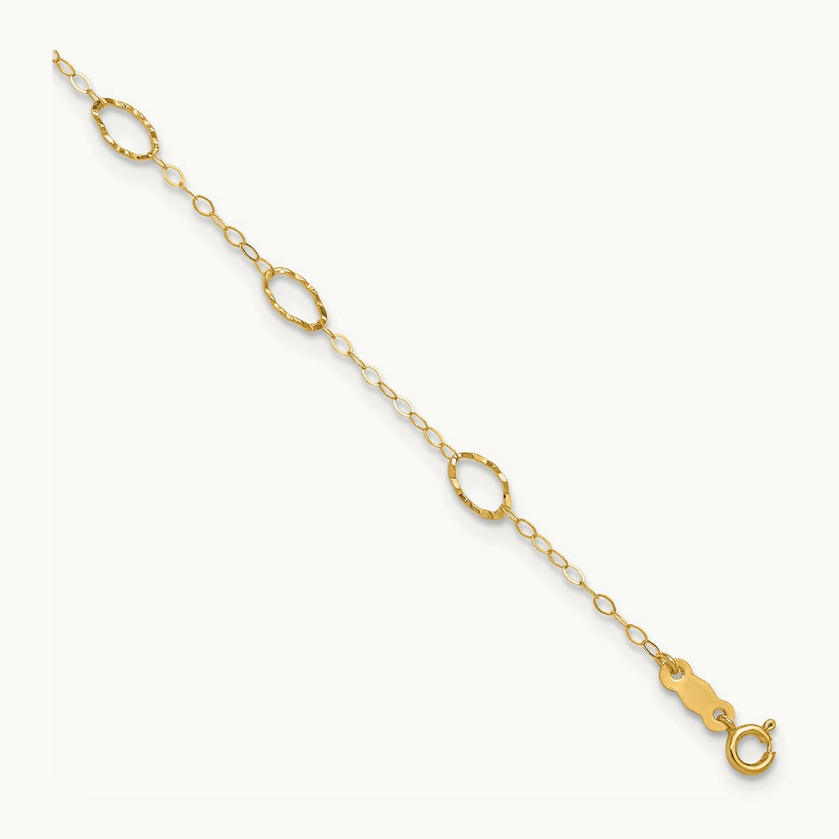 Oval Shapes 10in Plus 1in ext Anklet, 14K