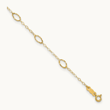 Oval Shapes 10in Plus 1in ext Anklet, 14K