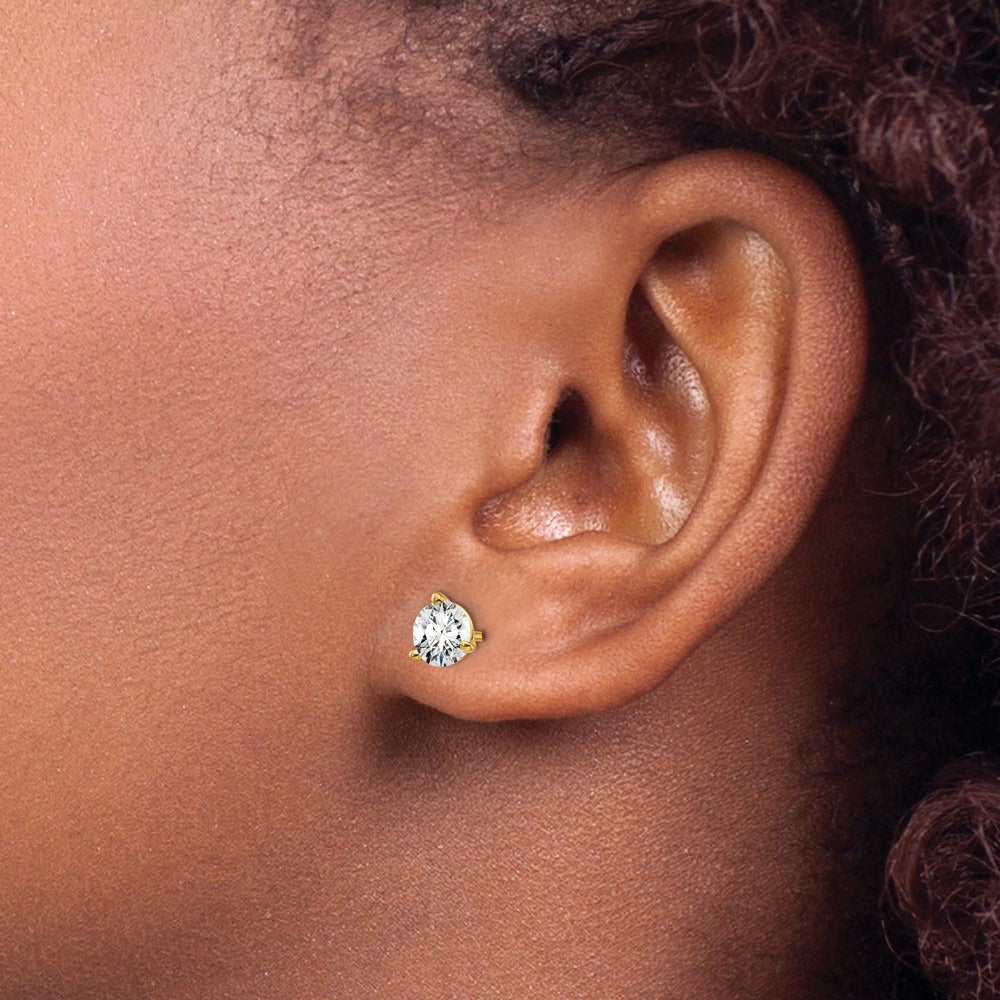 Round Stud Earrings, 0.10-6.00 ct tw Lab-Grown Diamond — 1 ct, 14K Yellow Gold