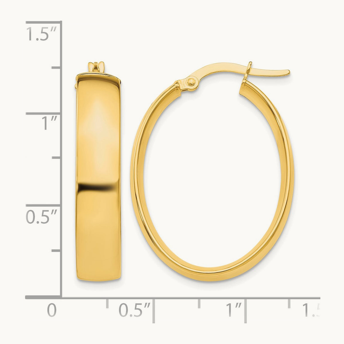 Polished Oval Hoop Earrings — 5.75mm