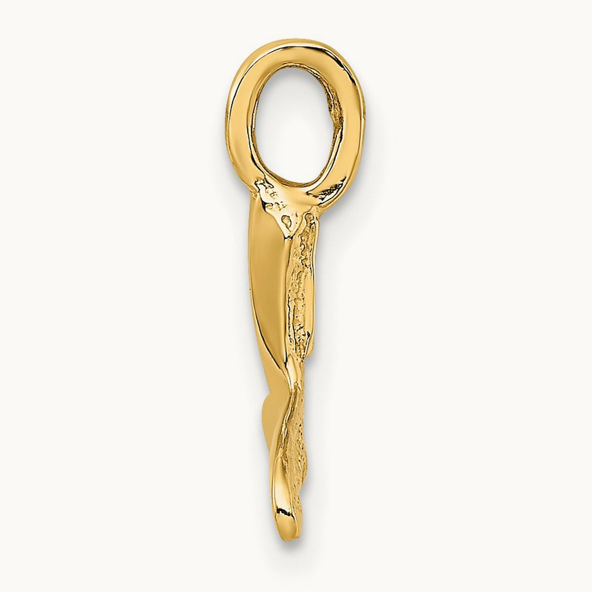 Polished Mini Whale Tail Charm — 17mm