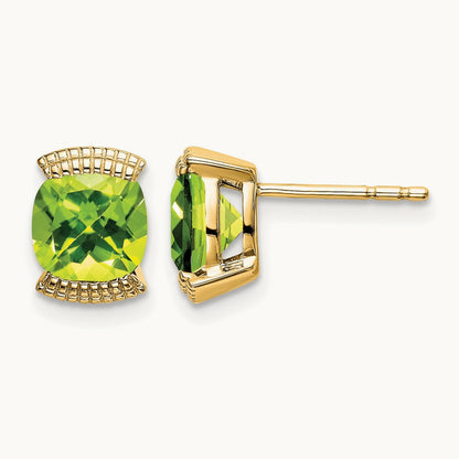 Peridot Post Earrings — 14K Yellow Gold
