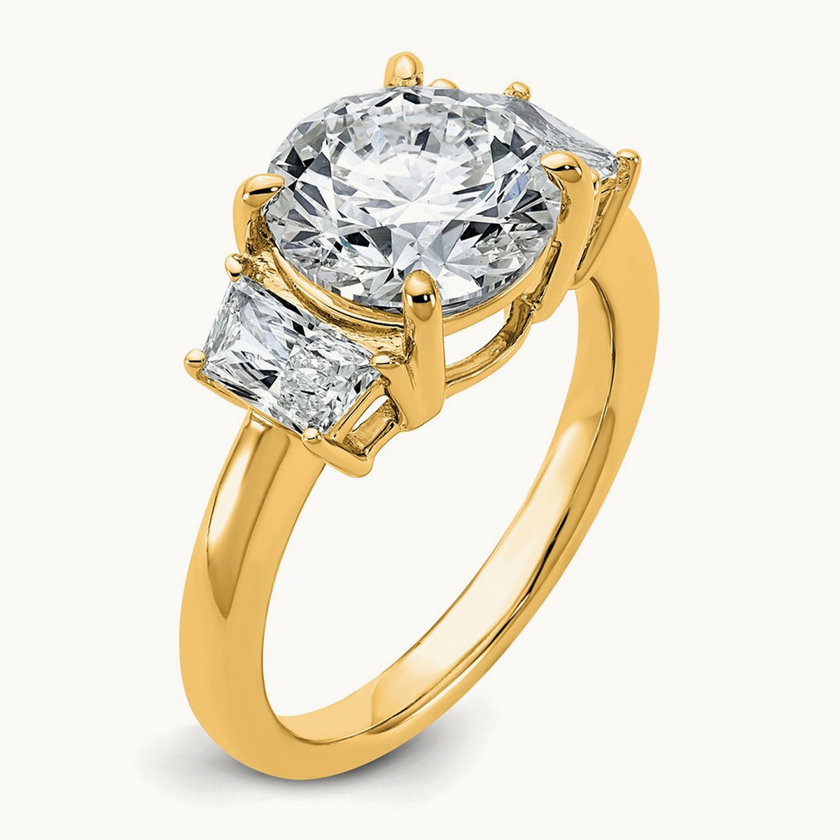 Trapezoid Sidestones Engagement Ring, 0.25-3.75 ct tw Lab-Grown Diamond — 3 3/4 ct, VS (Best) · Certified, 14K Yellow Gold