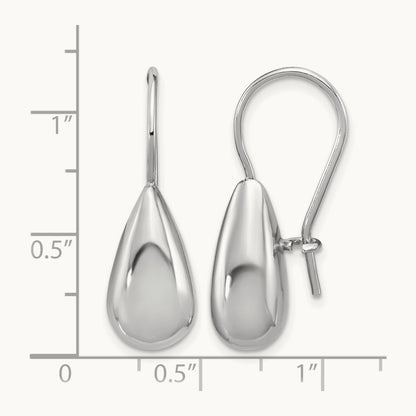 Leslie's' Sterling Silver RH-plated Polish Teardrop Dangle Earrings
