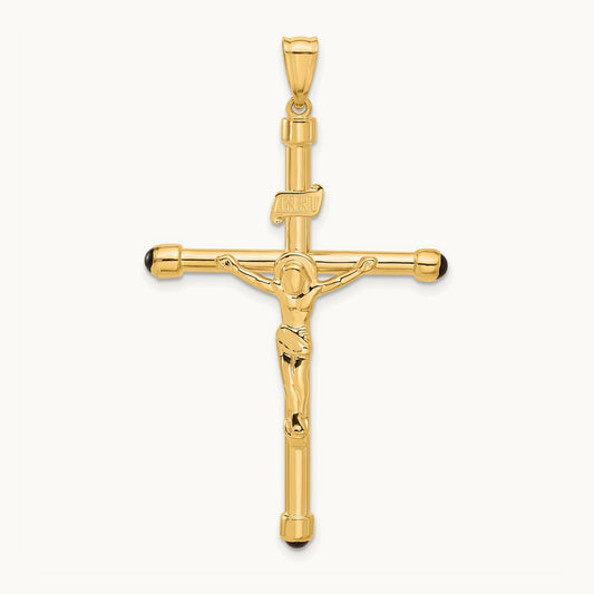 Polished Crucifix Onyx Pendant, 14K