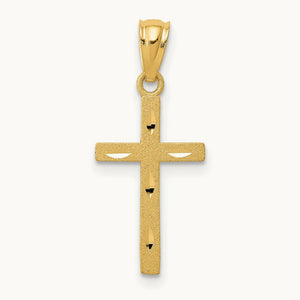 Satin Diamond-Cut Cross Pendant, 14K
