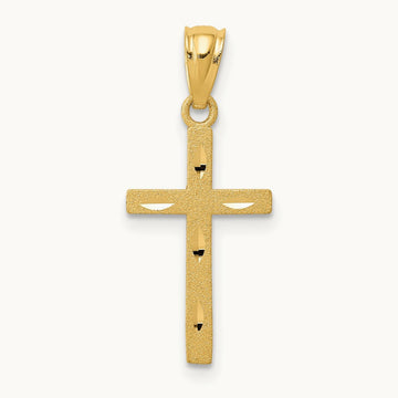 Satin Diamond-Cut Cross Pendant, 14K