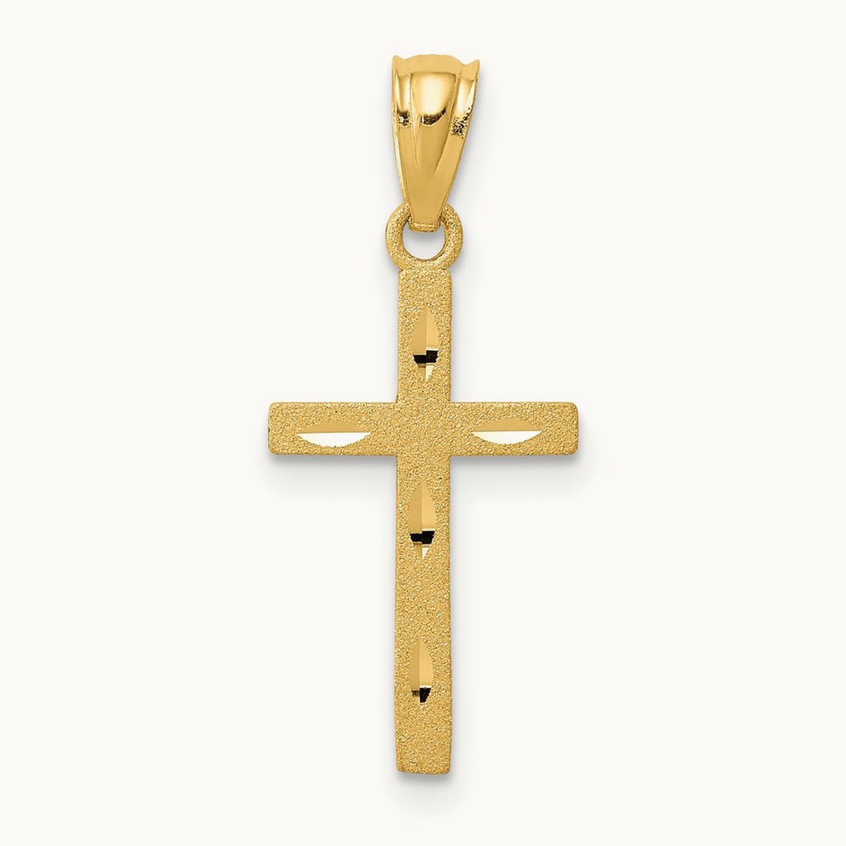 Satin Diamond-Cut Cross Pendant, 14K